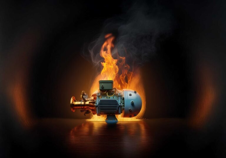 Submersible pump motor on fire: what a burnt motor looks like