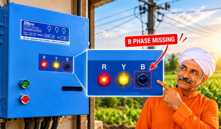 BTCO starter with the R and Y phase lights on and the B phase light off: a sign of single phasing